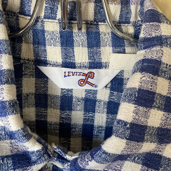 Vintage 60s 70s Levi's Blue and White Gingham Lite Jacket Flannel - Picture 3 of 9